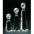 11" Globe Tower Optical Crystal Award w/ Footed Base
